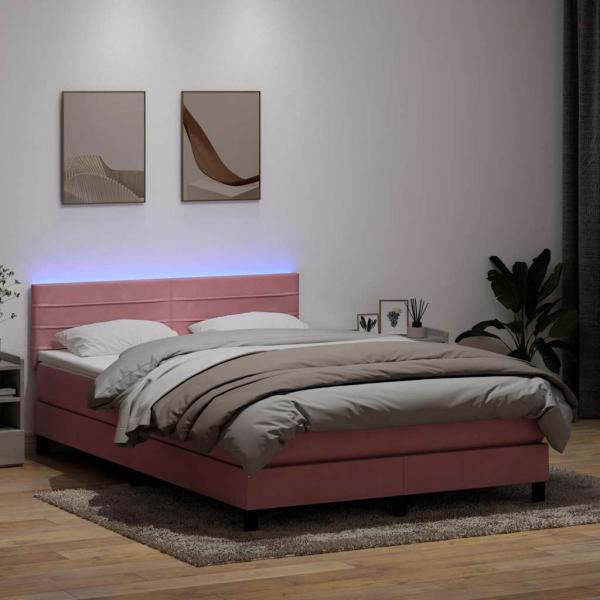 ARDEBO.de - Boxspringbett mit Matratze Rosa 160x210 cm Samt
