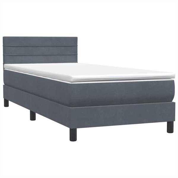 Boxspringbett mit Matratze Dunkelgrau 80x220 cm Samt