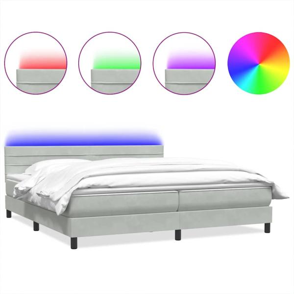 ARDEBO.de - Boxspringbett mit Matratze Hellgrau 180x220 cm Samt