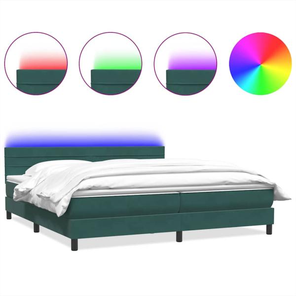 ARDEBO.de - Boxspringbett mit Matratze Dunkelgrün 180x220 cm Samt