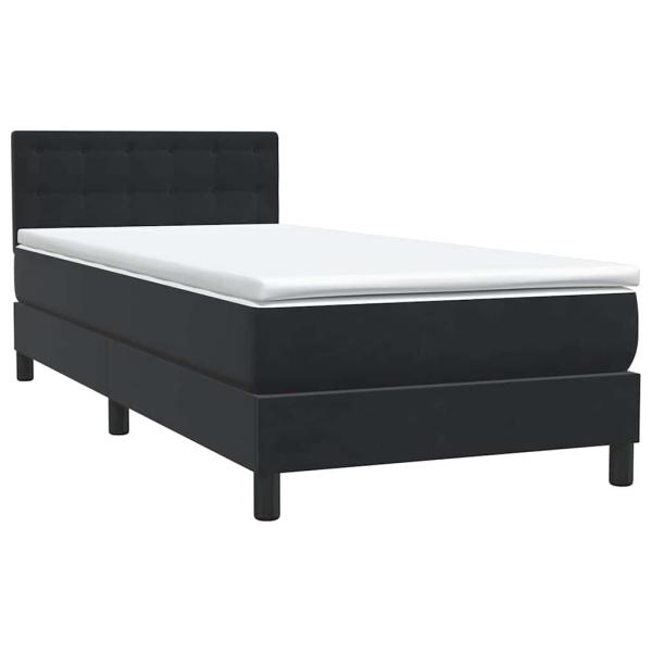 Boxspringbett mit Matratze Schwarz 90x220 cm Samt