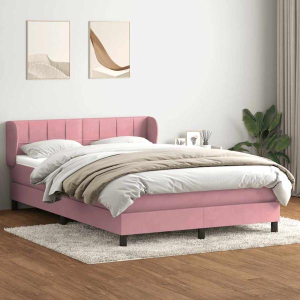 ARDEBO.de - Boxspringbett mit Matratze Rosa 140x220 cm Samt