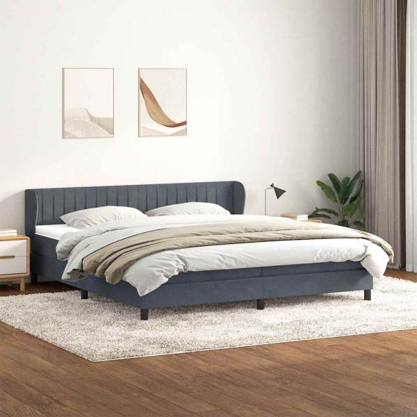 ARDEBO.de - Boxspringbett mit Matratzen Dunkelgrau 180x210 cm Samt