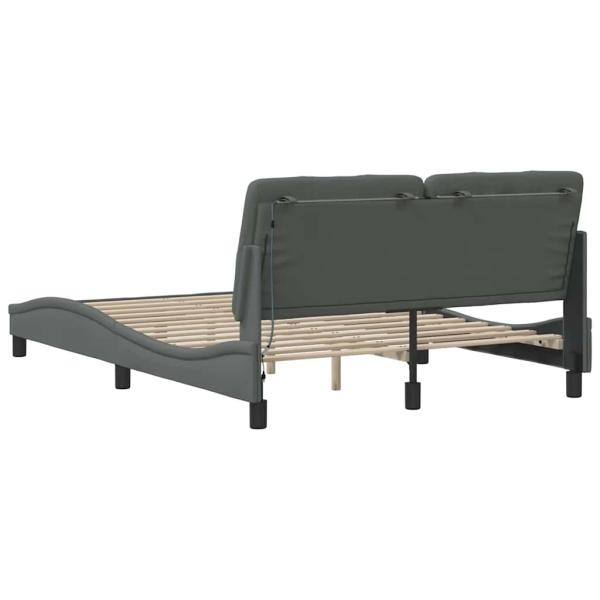 Bettgestell mit LED ohne Matratze Dunkelgrau 120x200 cm Stoff