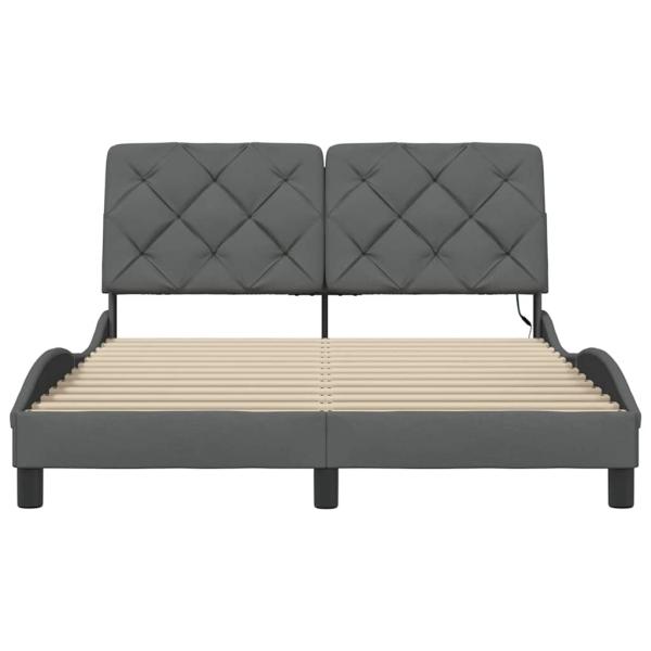Bettgestell mit LED ohne Matratze Dunkelgrau 120x200 cm Stoff