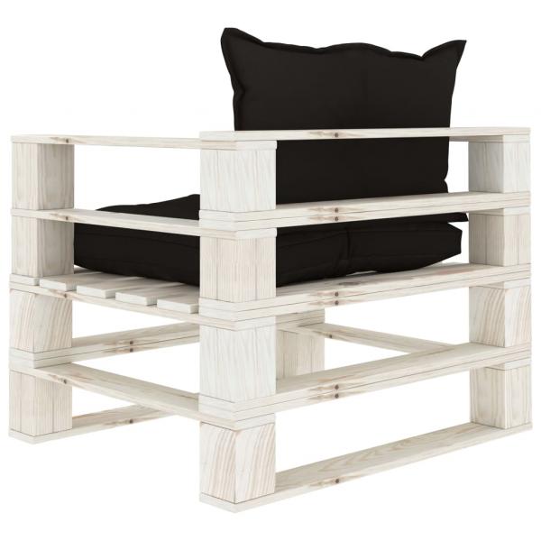 Garten-Palettensofa mit Kissen in Schwarz Holz