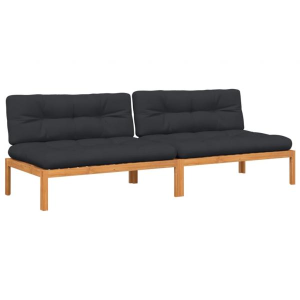ARDEBO.de - Garten-Mittelsofas aus Paletten mit Kissen 2 Stk. Akazienholz