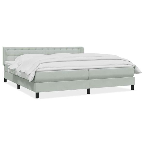 ARDEBO.de - Boxspringbett mit Matratze Hellgrau 180x220 cm Samt
