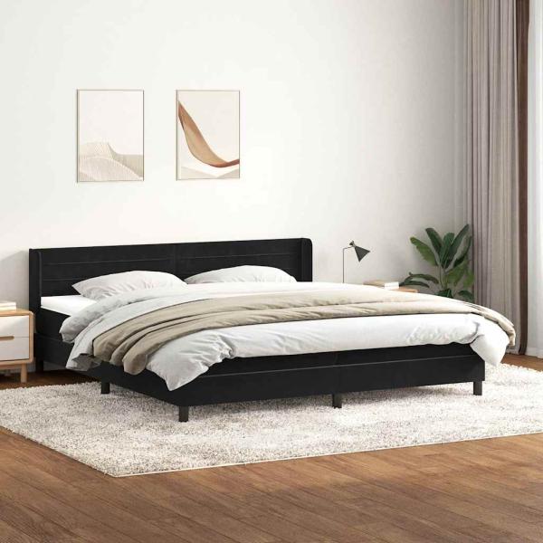 ARDEBO.de - Boxspringbett mit Matratze Schwarz 180x220 cm Samt