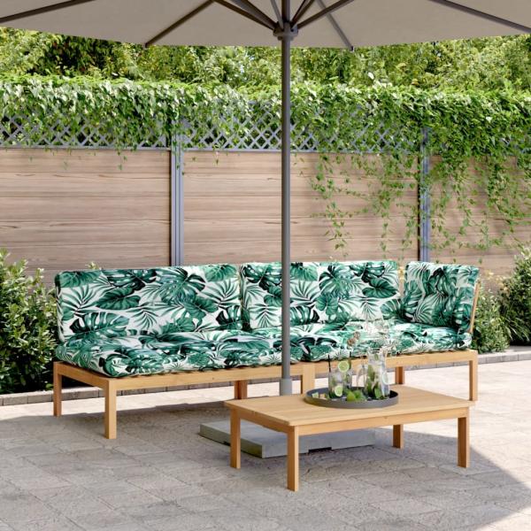ARDEBO.de - 3-tlg. Garten-Sofagarnitur aus Paletten mit Kissen Akazienholz