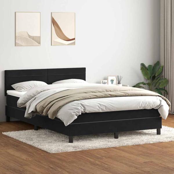 ARDEBO.de - Boxspringbett mit Matratze Schwarz 160x220 cm Samt