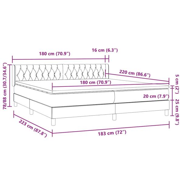 Boxspringbett mit Matratze Hellgrau 180x220 cm Samt