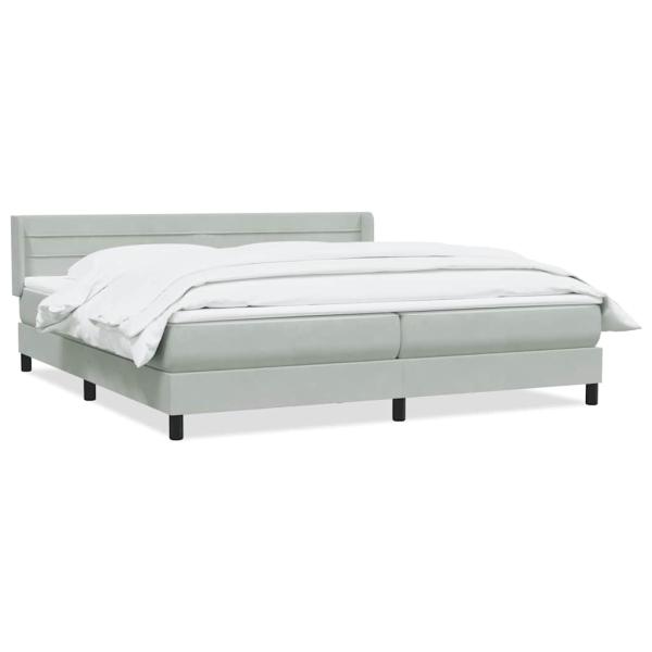 Boxspringbett mit Matratze Hellgrau 180x220 cm Samt