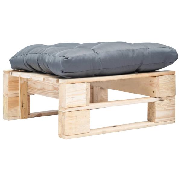 ARDEBO.de - Garten-Palettenhocker mit Kissen in Grau Holz Natur