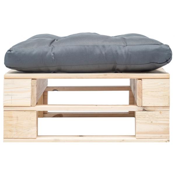 Garten-Palettenhocker mit Kissen in Grau Holz Natur