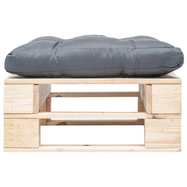 Garten-Palettenhocker mit Kissen in Grau Holz Natur