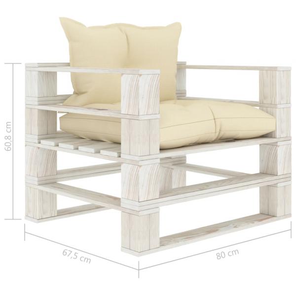 Garten-Palettensofa mit Kissen in Creme Holz