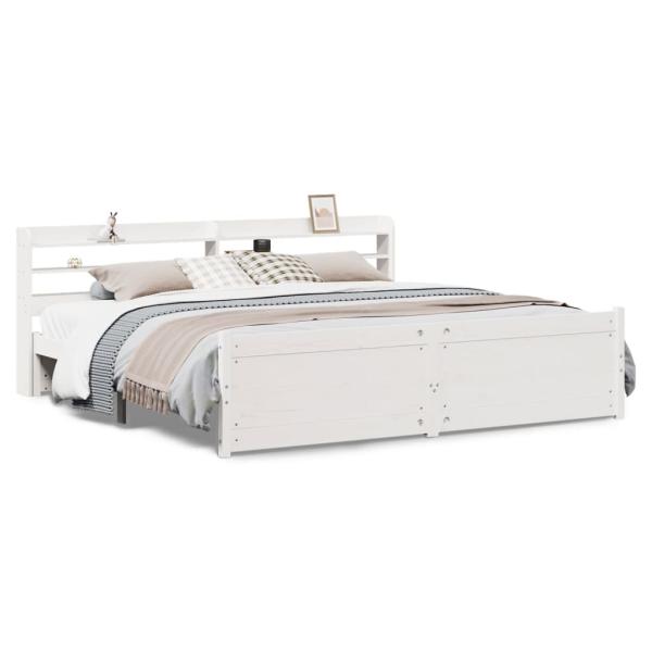 Bettgestell mit Kopfteil ohne Matratze Weiß 200x200 cm