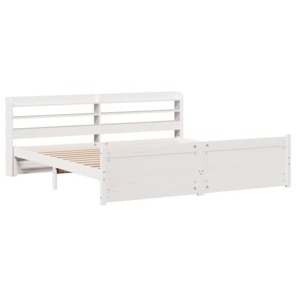 Bettgestell mit Kopfteil ohne Matratze Weiß 200x200 cm