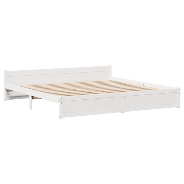 Bettgestell mit Kopfteil ohne Matratze Weiß 200x200 cm