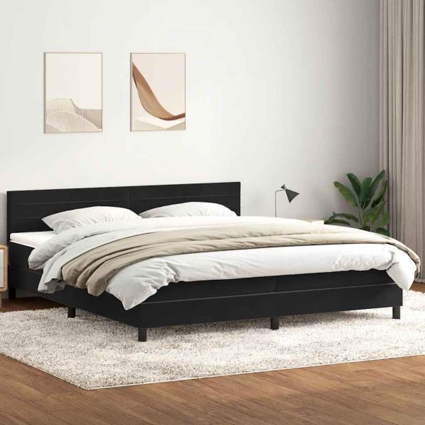 ARDEBO.de - Boxspringbett mit Matratze Schwarz 180x220 cm Samt