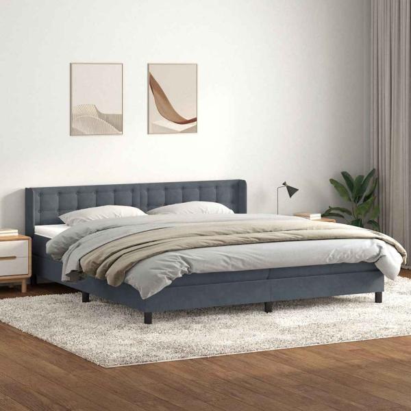 ARDEBO.de - Boxspringbett mit Matratze Dunkelgrau 180x220 cm Samt