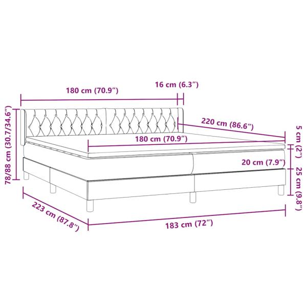 Boxspringbett mit Matratze Dunkelgrau 180x220 cm Samt