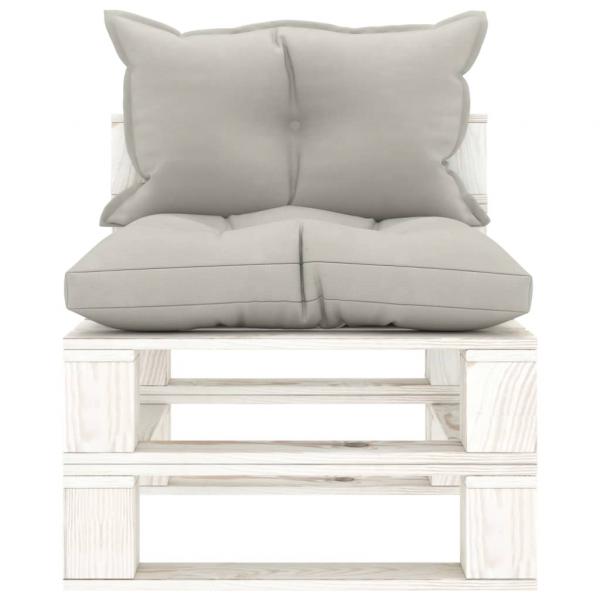 Garten-Paletten-Mittelsofa mit Kissen in Taupe Holz