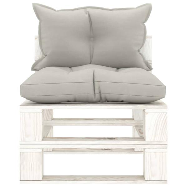 Garten-Paletten-Mittelsofa mit Kissen in Taupe Holz