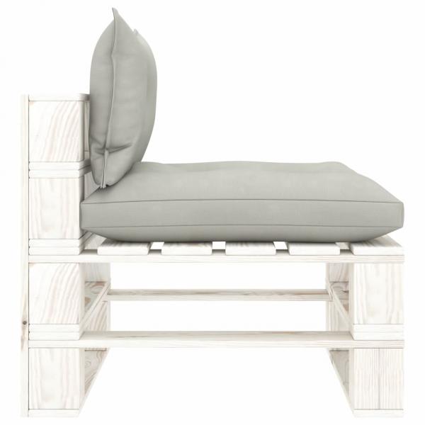 Garten-Paletten-Mittelsofa mit Kissen in Taupe Holz