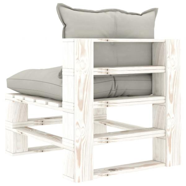 Garten-Paletten-Mittelsofa mit Kissen in Taupe Holz