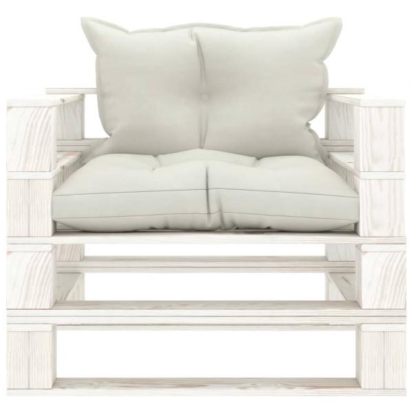 Garten-Palettensofa mit Kissen in Beige Holz