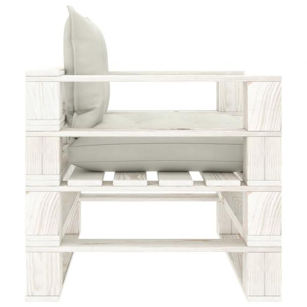 Garten-Palettensofa mit Kissen in Beige Holz