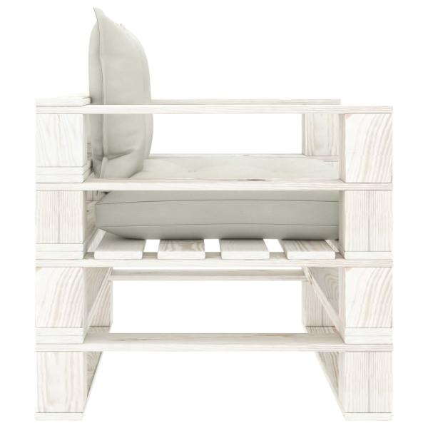Garten-Palettensofa mit Kissen in Beige Holz