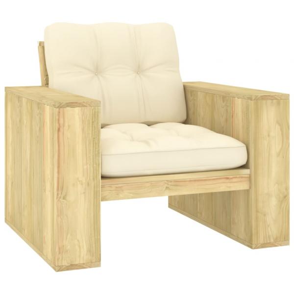 ARDEBO.de - Gartenstuhl mit Creme Kissen Imprägniertes Kiefernholz