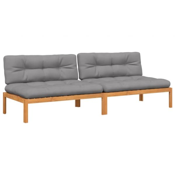 ARDEBO.de - Garten-Mittelsofas aus Paletten mit Kissen 2 Stk. Akazienholz