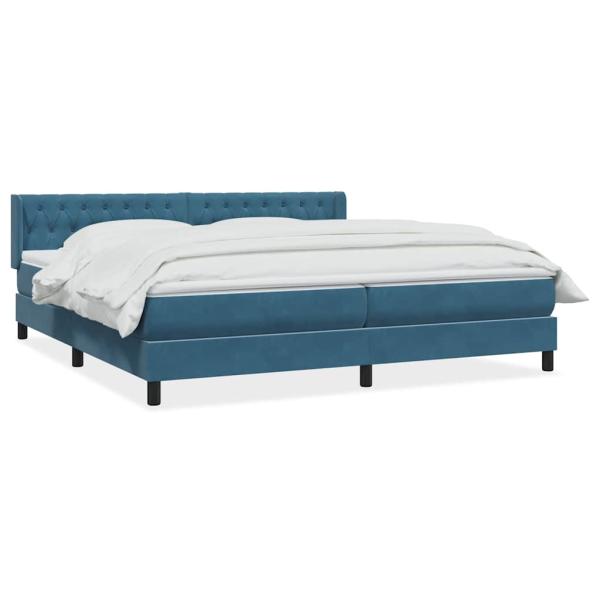 ARDEBO.de - Boxspringbett mit Matratze Dunkelblau 180x220 cm Samt