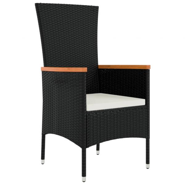 5-tlg. Garten-Essgruppe mit Kissen Schwarz Poly Rattan