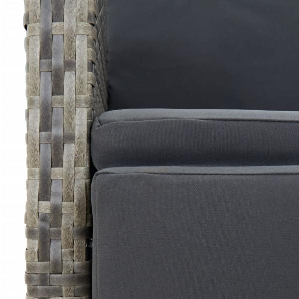9-tlg. Garten-Essgruppe mit Kissen Grau Poly Rattan