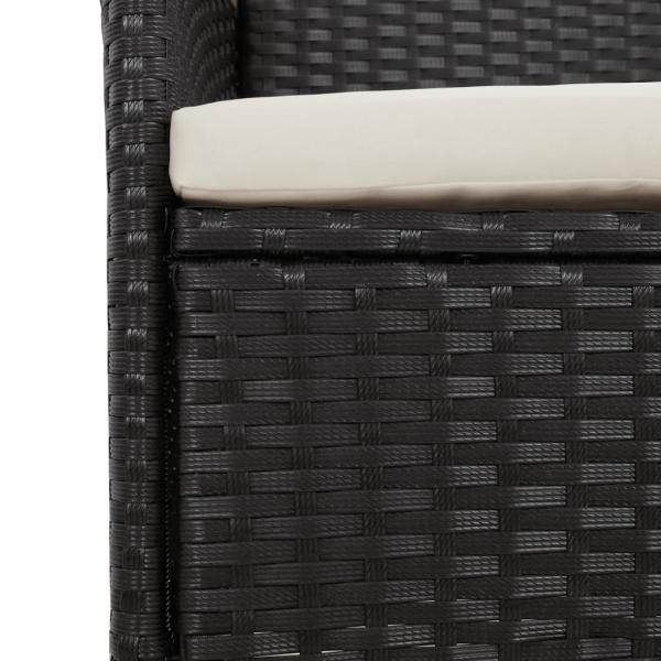 7-tlg. Garten-Essgruppe mit Kissen Schwarz Poly Rattan
