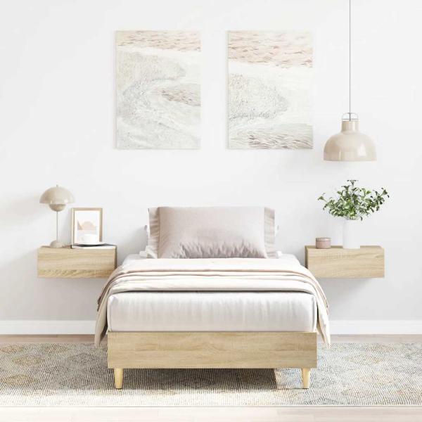 ARDEBO.de - Bettgestell ohne Matratze Sonoma-Eiche 90x200 cm Holzwerkstoff