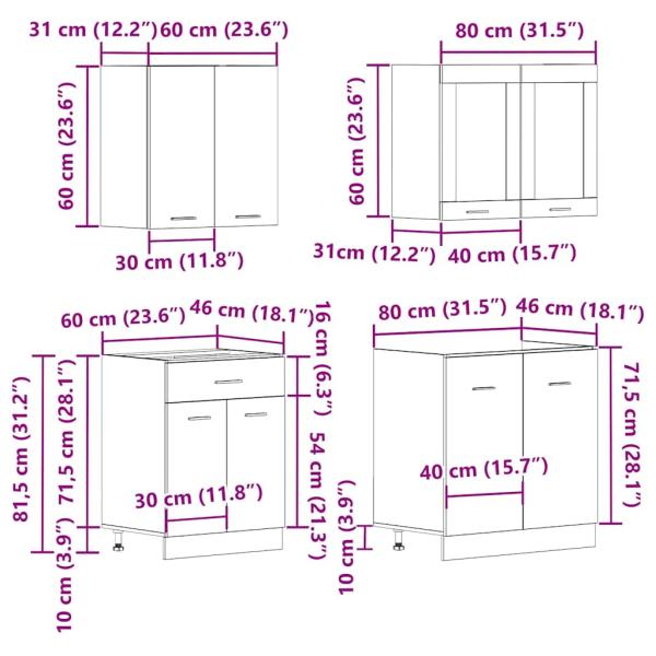 4-tlg. Küchenschrank-Set Artisan-Eiche Holzwerkstoff