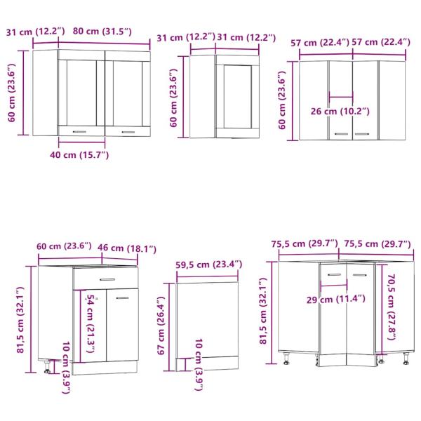 11-tlg. Küchenschrank-Set Artisan-Eiche Holzwerkstoff