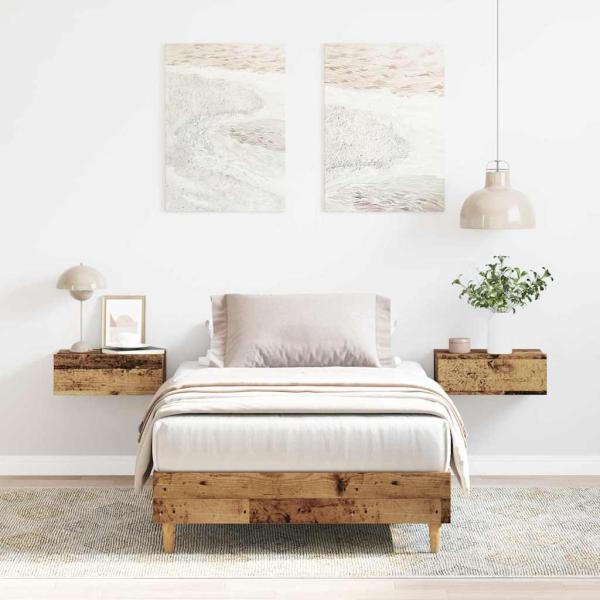 ARDEBO.de - Bettgestell ohne Matratze Altholz-Optik 90x200cm Holzwerkstoff