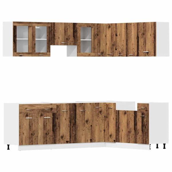 ARDEBO.de - 11-tlg. Küchenschrank-Set Altholz-Optik Holzwerkstoff