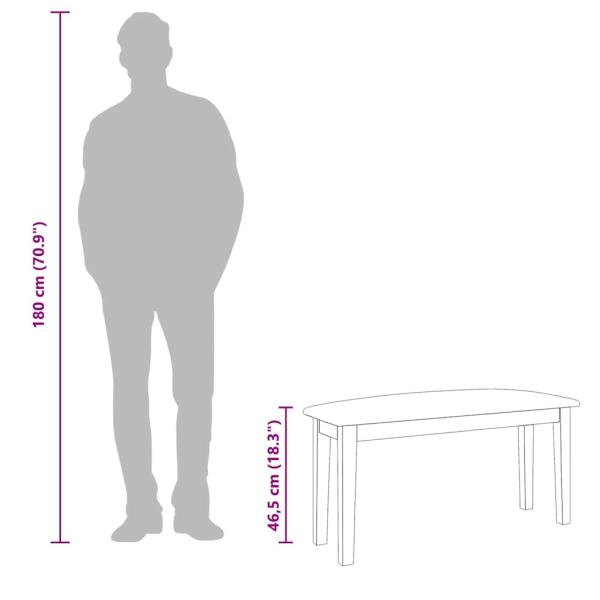 Bank 90 cm Braun Massivholz Gummibaum