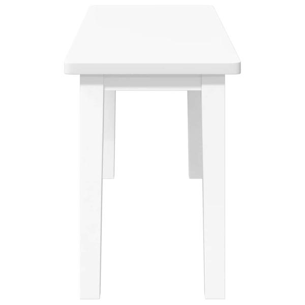 Bank 90 cm Weiß Massivholz Gummibaum