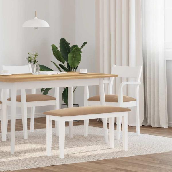 ARDEBO.de - Bank 90 cm Weiß Massivholz Gummibaum
