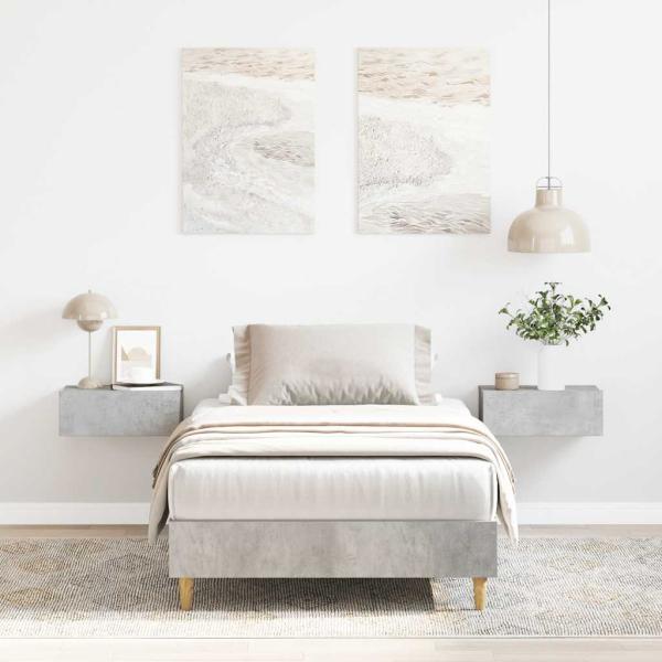 ARDEBO.de - Bettgestell ohne Matratze Betongrau 75x190 cm Holzwerkstoff