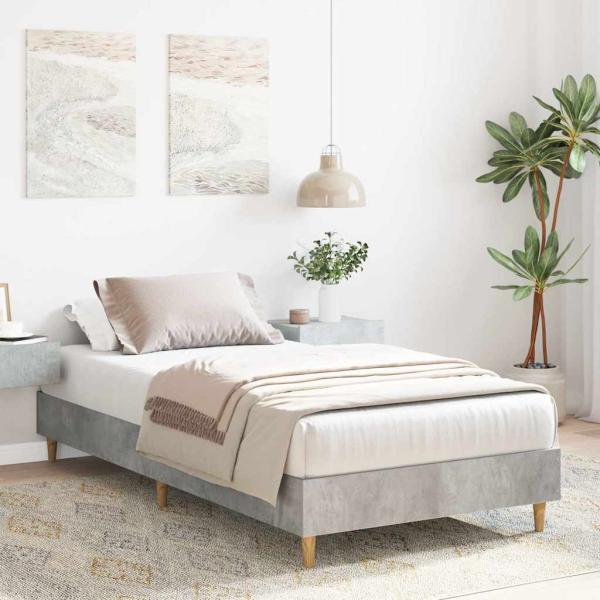 Bettgestell ohne Matratze Betongrau 75x190 cm Holzwerkstoff